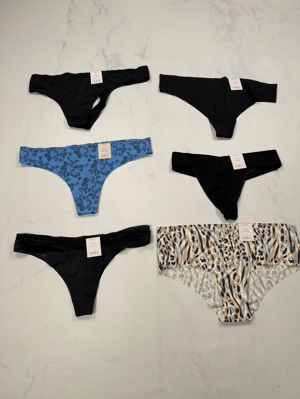 Auden Thong Underwear Black 2010s Minimalist Chic Lot of 6 - Women M